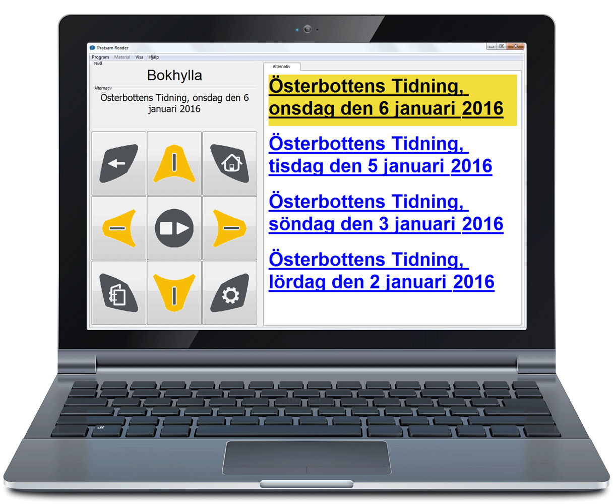 Pratsam Reader Win på en laptop Pratsam Reader Win på en laptop